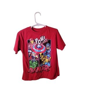 Marvel Avengers Action Figures Boys Red T-SHIRT Top Sz XS(4/5)